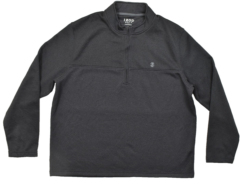 IZOD Golf Hydra Shield 1/4 Zip Pullover Fleece Sweater Black Men's XXL Textured